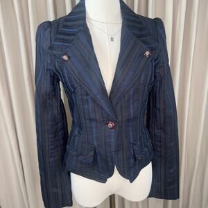 GGPX New York Retro Navy Stripped Fitted Blazer Size X-Small